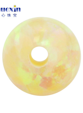 全孔圆珠淡黄色欧泊石欧珀散珠 球形珠子合成澳宝串珠通孔OP04