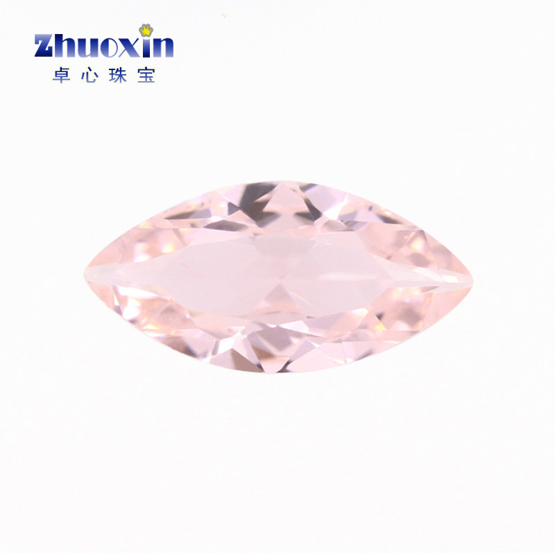 马眼形粉红人造摩根石裸石 叶子形粉红色纳米西陶仿真钻镶嵌45
