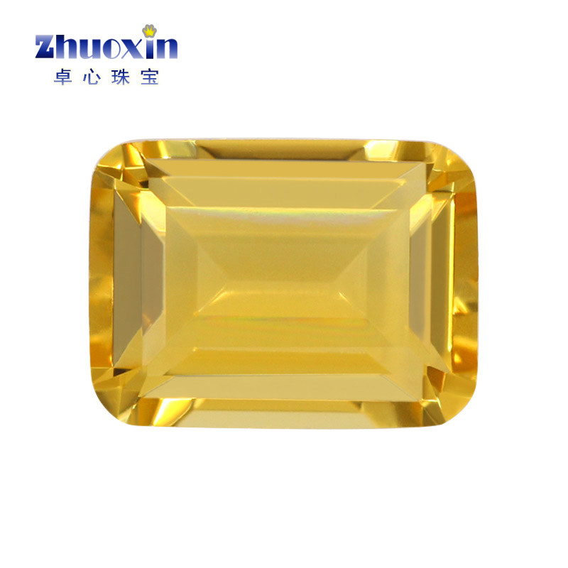长方倒角车平合成培育黄水晶裸石