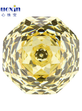 八边形鹅黄色千禧玫瑰切尖底裸石 CZ仿钻淡黄色戒指耳钉主石钻