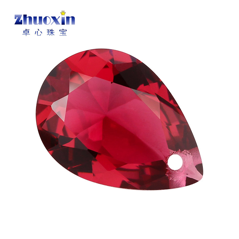 梨形单孔3#玫红玻裸石