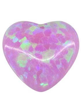 粉紫色心形人造欧泊石OPAL 平底素面桃心形欧珀澳宝戒面镶嵌OP10