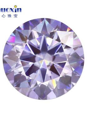 圆形浅紫色莫桑石裸钻戒面 正品进口合成碳硅石尖底1克拉镶嵌戒指