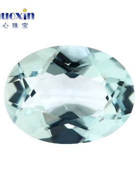 压电蓝水晶蛋形尖底裸石 合成蓝晶椭圆形实验室培育浅蓝色配钻