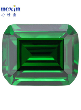 祖母绿形切工绿色锆石裸石 长方倒角车平切割绿锆戒面 CZ仿钻石