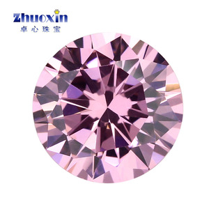7A圆形粉红色锆石裸石 人造宝石戒面首饰镶嵌DIY配件戒指项链美甲