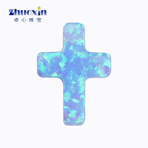 十字架形天蓝色欧泊人造蛋白石OPAL 仿欧珀澳宝吊坠横穿孔OP06