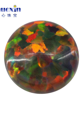 圆形人造欧泊石OPAL 圆形平底素面橙红色变彩欧珀澳宝裸石OP15