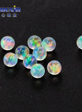 透明彩色无孔圆珠水晶澳宝裸石散珠 合成欧珀欧泊球形光珠无树脂