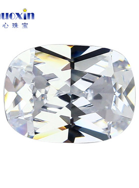 肥长方形白色锆石裸石戒面 枕形透明人造合成CZ水晶仿钻戒指主石