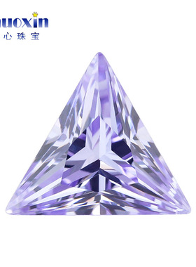 变蓝锆直三角7A裸石 合成CZ钻珠宝戒面主石三角形直角尖底淡紫色