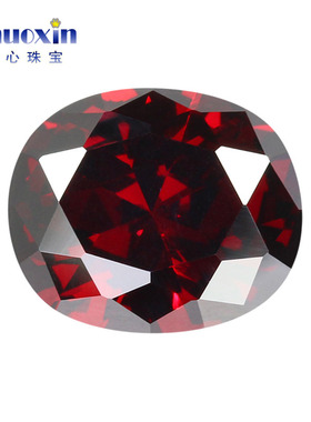 蛋形深石榴红色锆石裸石戒面 椭圆形合成CZ宝石散珠首饰品主石DIY