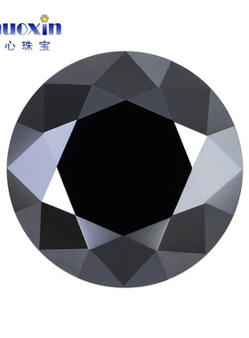 正品圆形黑色莫桑石裸钻戒面 Moissanite戒指耳钉裸石珠宝主石DIY