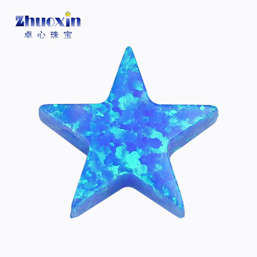 五角星蓝绿彩人造欧泊石OPAL 仿欧珀蓝色澳宝吊坠带孔横穿孔OP05