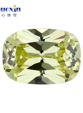 肥长方橄榄黄色人造CZ锆石裸石 枕形合成立方氧化锆手表戒指主石