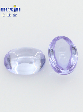 变蓝锆椭圆形平底素面裸石 合成立方氧化锆蛋形蛋面饰品戒面