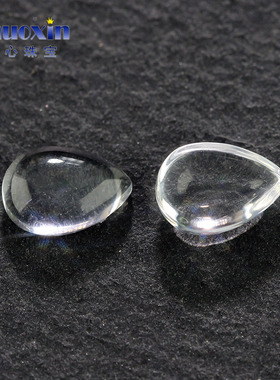 素面平底白玻梨形包镶裸石 透明色白色玻璃光面透亮人造饰品配石