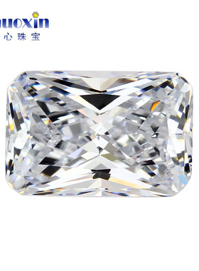 进口9A人造长方倒角三花白色锆石 合成立方氧化锆彩级戒面宝石