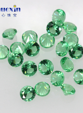 圆形113#浅绿纳米合成彩色宝石裸石 人造宝石戒面镶嵌首饰配件diy