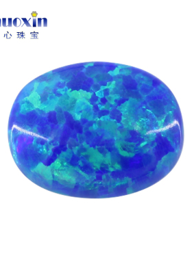 蛋形平底素面人造彩色澳宝OPAL 椭圆形欧泊石蓝色系裸石镶嵌OP27