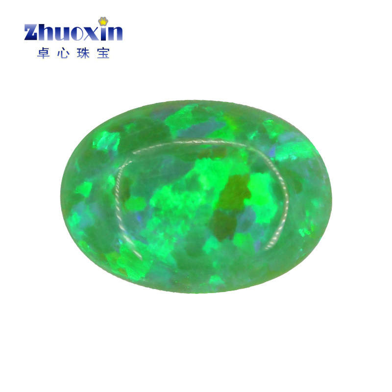 椭圆形欧泊 蛋形平底素面人造澳宝绿色系裸石opal宝石镶嵌op11
