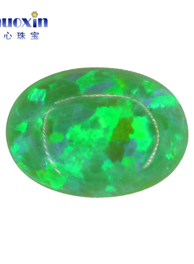 椭圆形翠绿色欧泊 蛋形平底素面人造澳宝绿色系裸石OPAL镶嵌 OP11