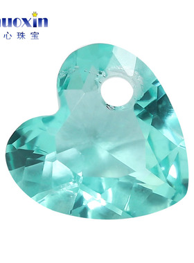 单孔浅绿玻浅绿色心形尖底裸石 桃心形人造玻璃裸钻带孔饰品钻