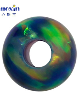 全孔圆珠深绿色欧泊欧珀裸石 球形打孔珠子人造合成澳宝通孔OP35