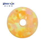 Желтое украшение-шарик, драгоценный камень, сферические синтезированные бусины, со сквозным отверстием