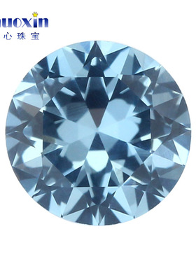 浅蓝色106#尖晶蓝宝石裸石戒面 106号人造圆形尖底饰品4.5~15mm