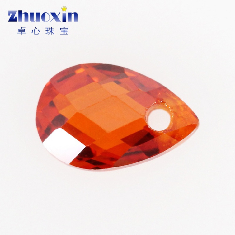裸石水滴形桔红色戒面