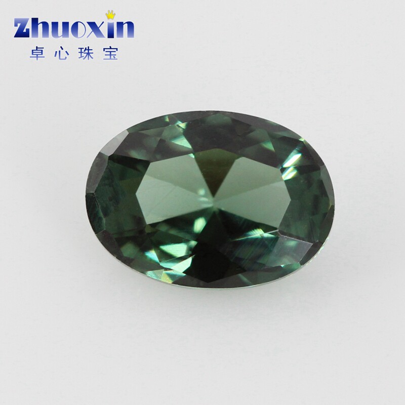 蛋形152#绿尖晶石合成宝石裸石 椭圆形深绿色裸钻人造戒指主石diy