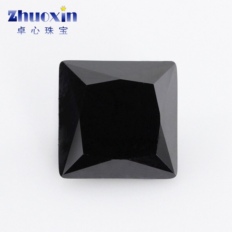 合成黑纳米公主方黑色宝石裸石 正方直角戒面尖底首饰耳钉仿钻diy