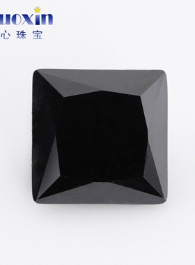 公主方黑色锆石裸石戒面 正方直角尖底首饰耳钉CZ仿钻配钻首饰DIY
