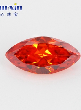 马眼形桔红色合成CZ锆石裸石 橘红色微镶主石仿钻戒指手表配饰DIY