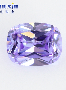 变蓝色锆石肥长方形彩色宝石裸石 枕头形浅紫色手表戒指饰品微镶