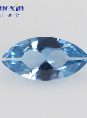 马眼形106#蓝尖晶石裸石钻 叶子形浅蓝色宝石手表吊坠戒指饰品diy