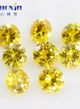 小圆形金黄色彩色锆石CZ裸石 超闪尖底奇美甲手表散钻 0.8~2.9mm
