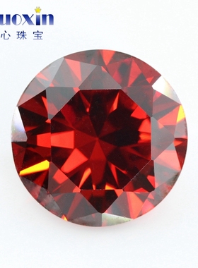 圆形石榴红色锆石裸石戒面主石 尖底石人造CZ宝石珠宝仿钻3-20mm