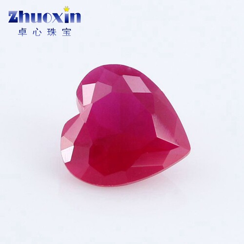 5#桃心形红宝石砂底裸石5号Ruby 沙底合成红刚玉原石戒面散珠DIY
