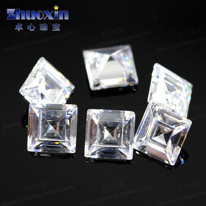 正方直角车平白色锆石透明