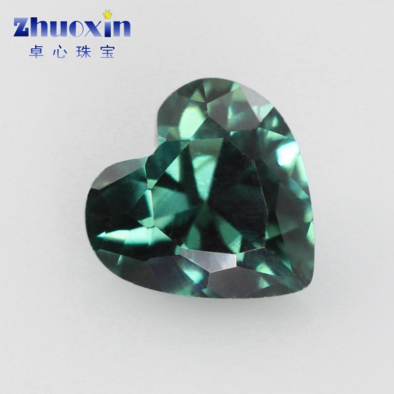 152#绿尖晶石桃心形尖底戒面裸石 合成彩色宝石饰品手表戒指钻DIY