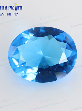 diy深海玻璃蓝宝石蛋形戒面仿钻