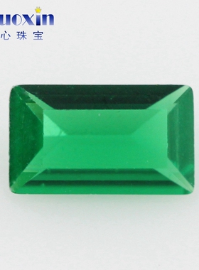 长方形直角车平绿纳米裸石 祖母绿色戒面宝石戒指耳钉DIY