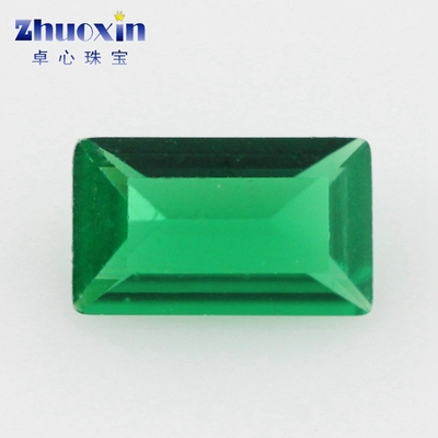 长方直角车平纳米石绿色戒面