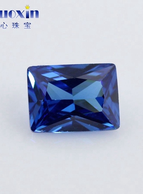长方直宝蓝色锆石合成蓝宝石戒面
