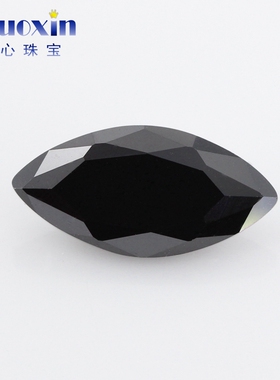 马眼形黑色锆石裸石CZ戒面 合成立方氧化锆镶嵌戒指耳钉饰品主石