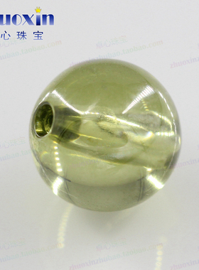 橄榄绿色圆形珠子合成锆石裸石 全孔打孔散珠仿钻耳钉配件DIY