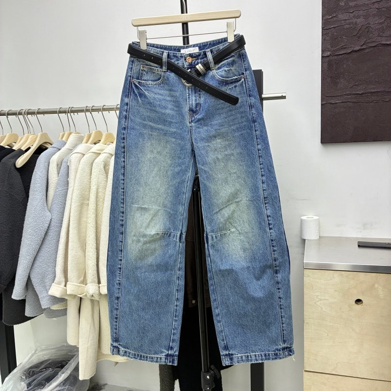 欧货2026早春百搭高腰显瘦直筒水洗牛仔裤女宽松弯刀长裤子68057,女装/女士精品,牛仔裤,淘宝优惠券,粉丝福利购,淘宝优惠卷