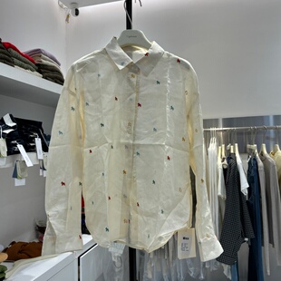 2026新款 外套女春季 韩系上衣宽松慵懒防晒衬衣 衬衫 高级感刺绣长袖